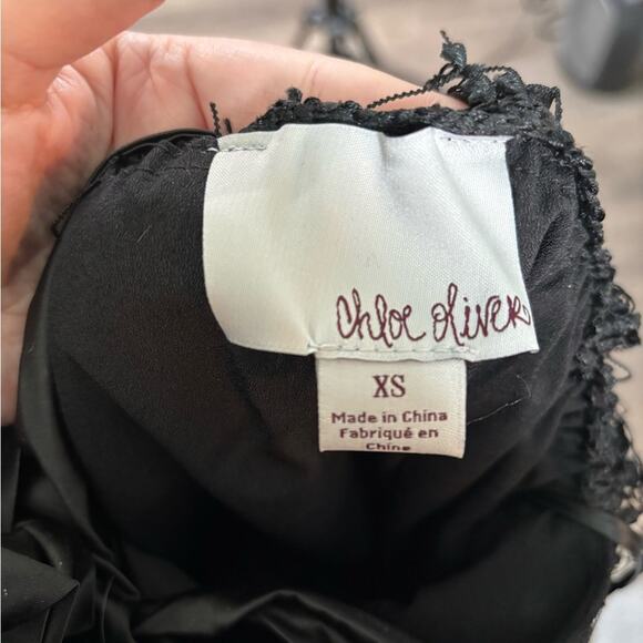 Chloe Oliver Black Sleeveless Fringe Halter Top Low Back Size XS - Picture 4 of 5